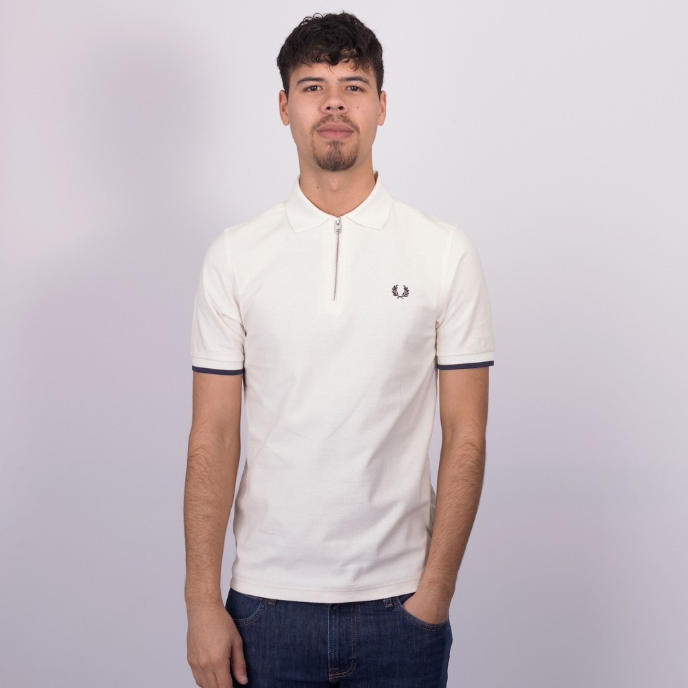 FRED PERRY☆ Crepe Pique T-Shirt ECRU Crepe Piqué T-Shirt - Ecru | Men's T-Shirts | Designer T