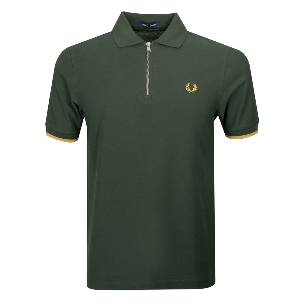 【FRED PERRY】 Crepe Pique Zip Neck Polo Shirt ★ 2 Colors Crepe Piqué Zip Neck Shirt - Navy | Men's Polo Shirts