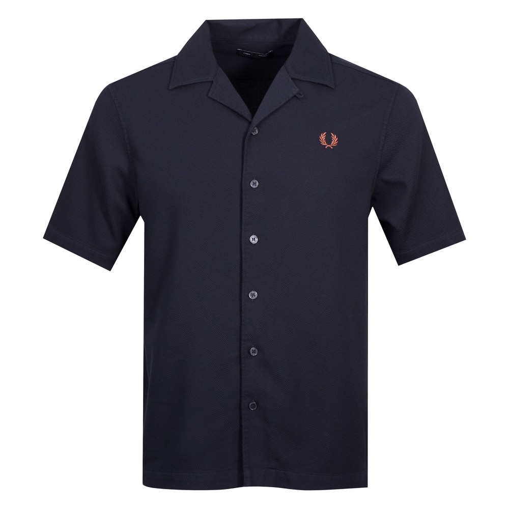 Pique Texture Revere Collar Short Sleeve Shirt