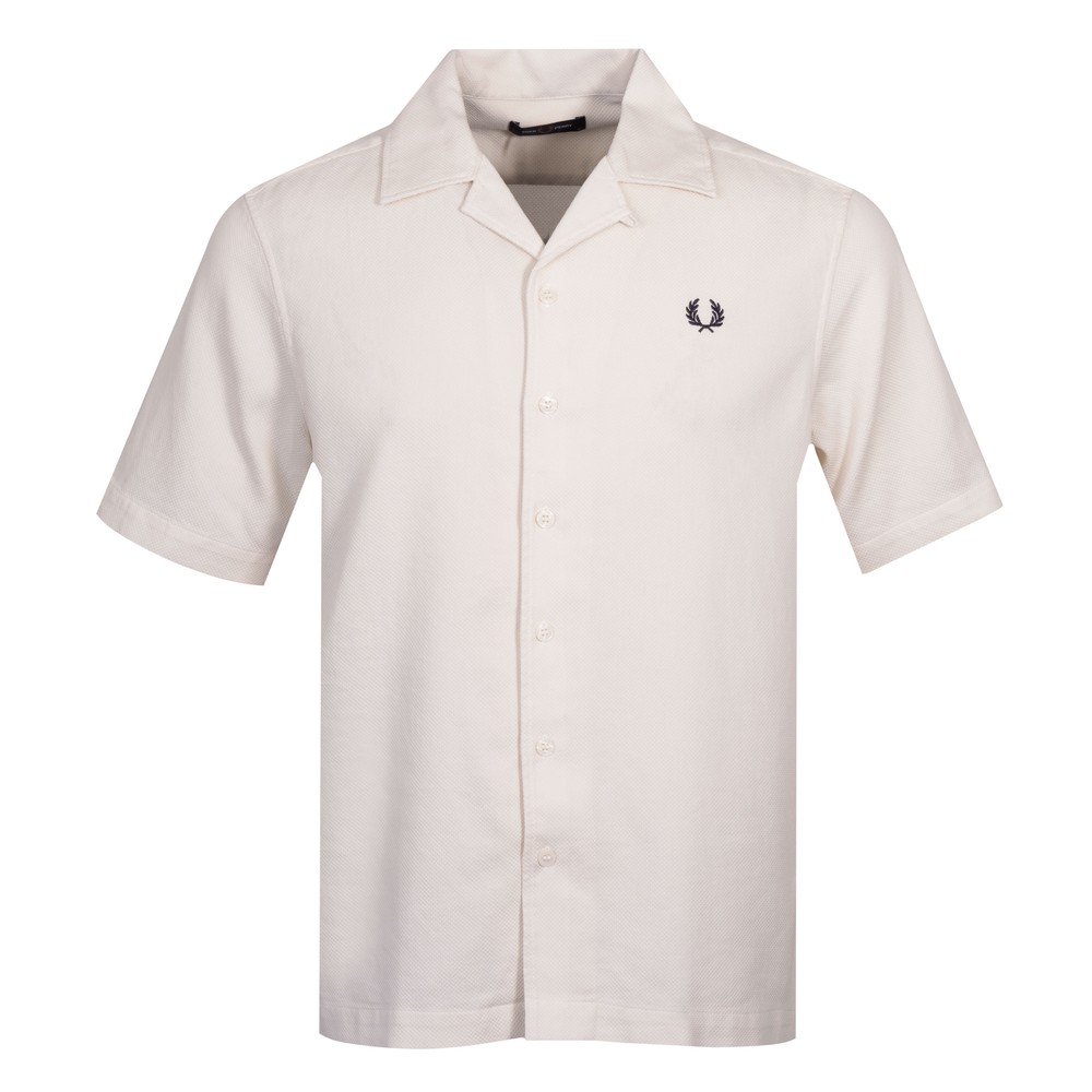 Pique Texture Revere Collar Short Sleeve Shirt