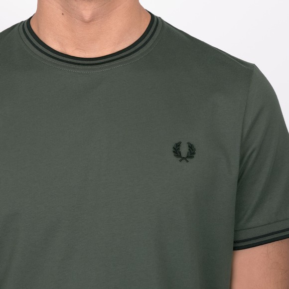 Fred Perry Mens Green Twin Tipped T-Shirt main image