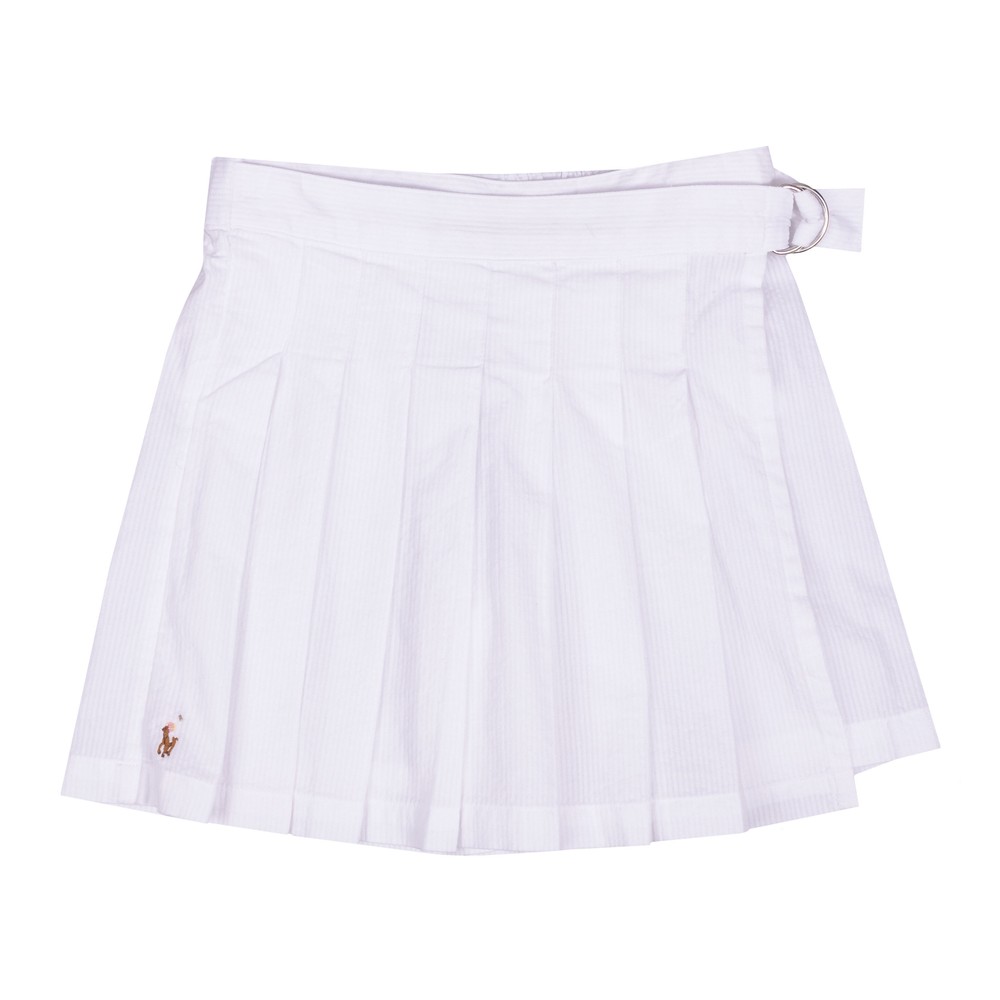 Pleated Seersucker Wrap Skort