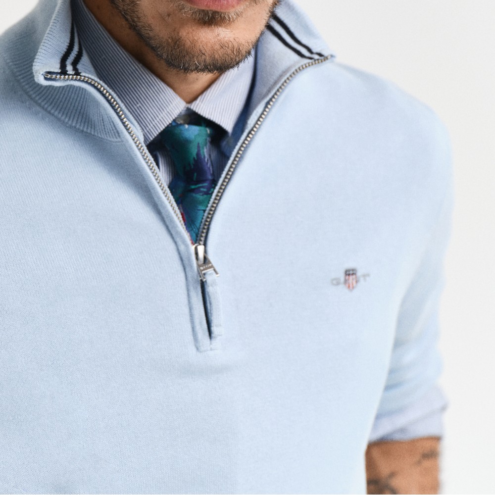 GANT Classic Cotton Half Zip Pullover Sweater in Blue for Men | Lyst UK
