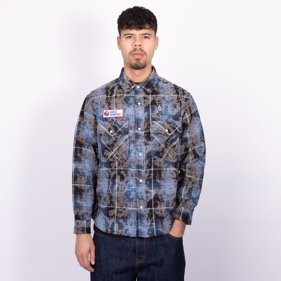 BBC Icecream Mens Blue Acid Wash Check Shirt main image