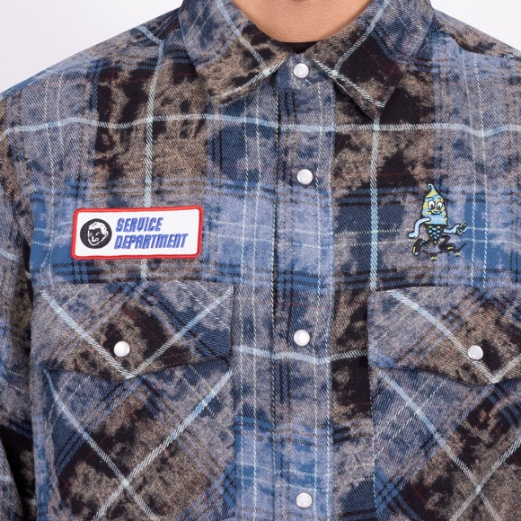 BBC Icecream Mens Blue Acid Wash Check Shirt main image