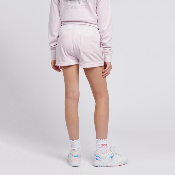 Juicy Couture Girls Pink Diamante Velour Fold Up Shorts main image