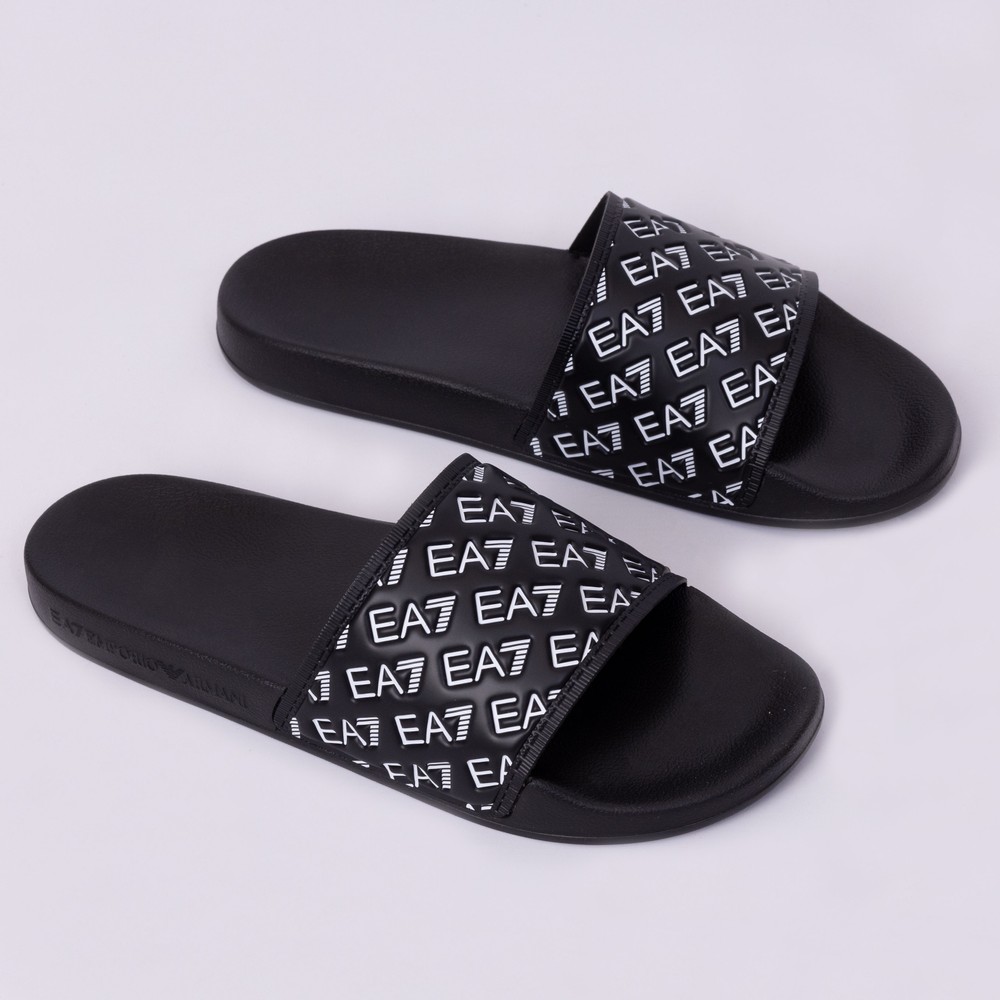 EA7 Emporio Armani All-Over Logo Slide | Masdings display picture 3