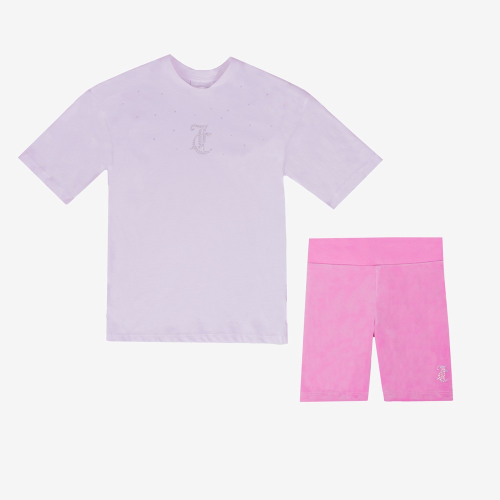 Loose T Shirt & Velour Cycling Short Set