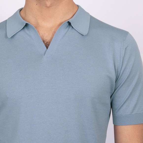 John Smedley Mens Blue Noah Skipper Collar Shirt SS main image