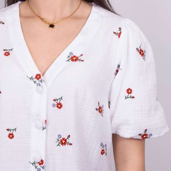 Nobody's Child Womens Off-White Brooke Embroidered Top #4