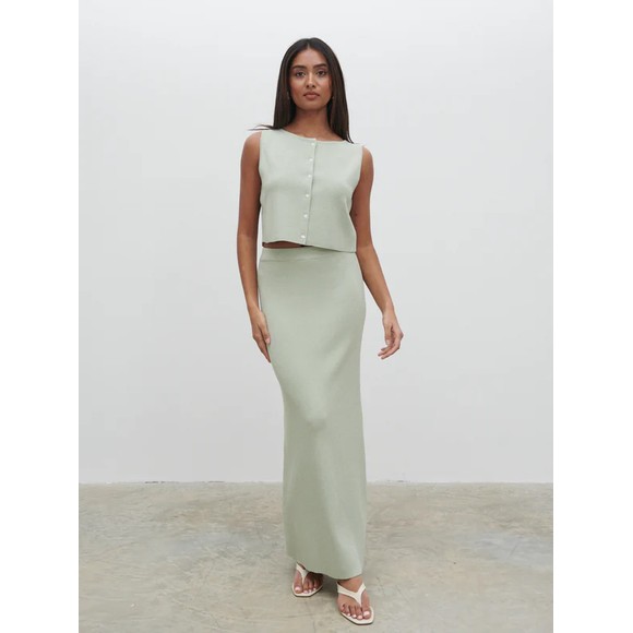 Pretty Lavish Womens Green Jasmin Knit Waistcoat main image