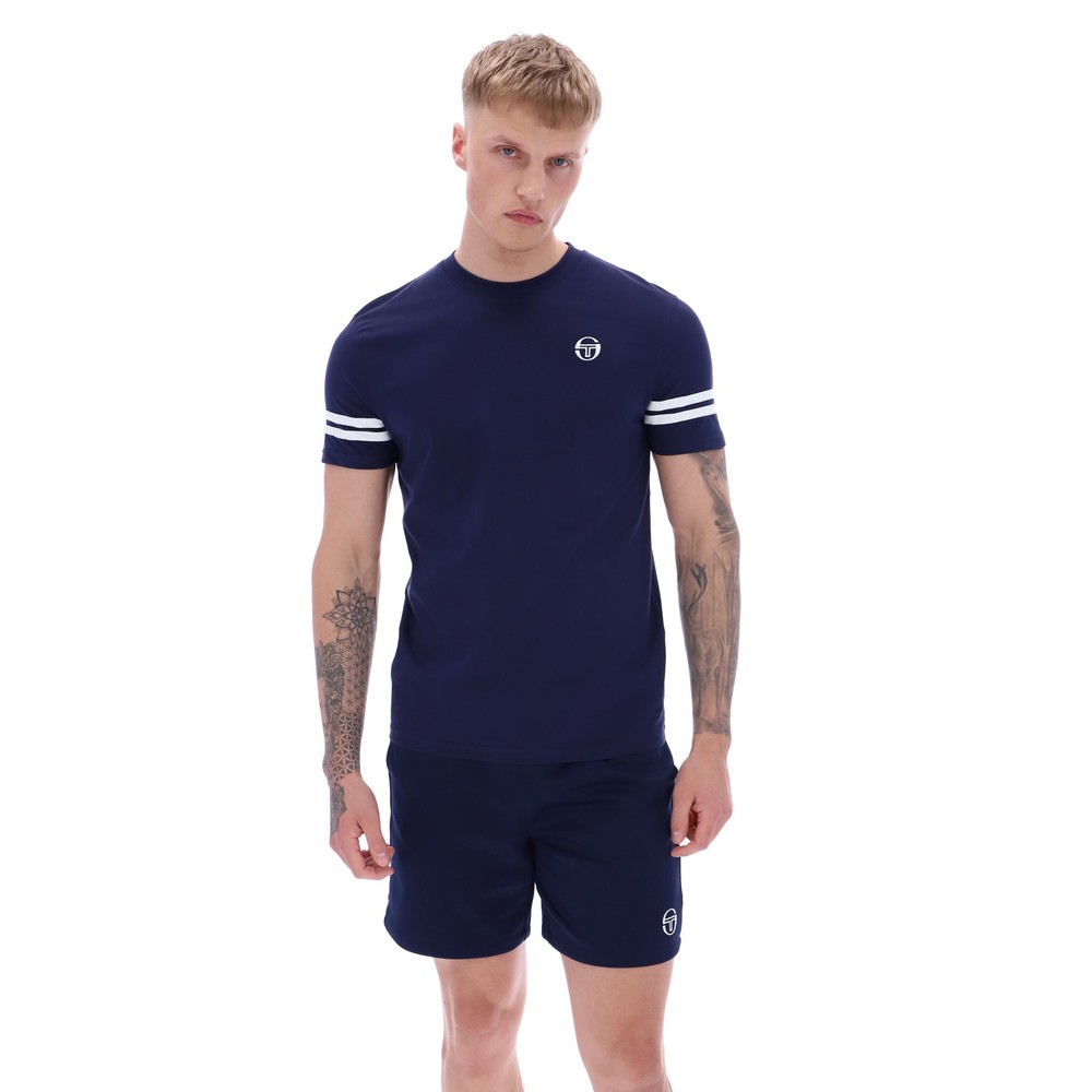 Sergio Tacchini Grello T シャツ マリタイム ブルー Sergio Tacchini Grello T-Shirt - Maritime Blue/White - Tops