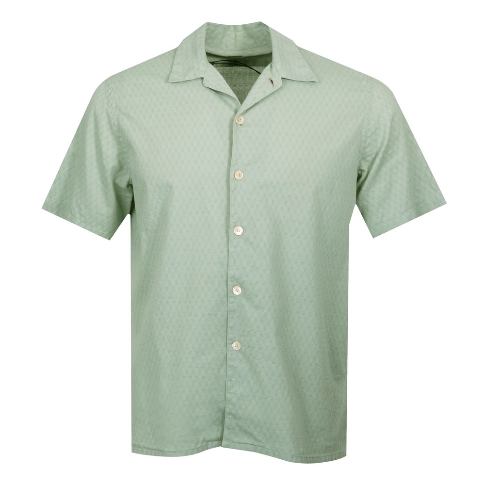 Revere Collar Short Sleeve Textured Shirt