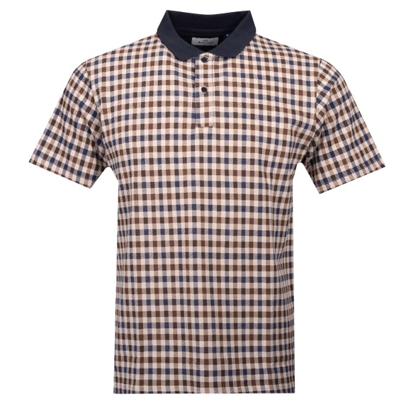 Aquascutum Mens Blue Iconic Check Polo Shirt main image