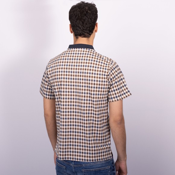 Aquascutum Mens Blue Iconic Check Polo Shirt main image