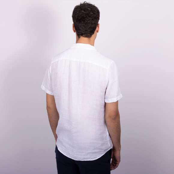 HUGO Mens White Ellino Short Sleeve Linen Shirt main image