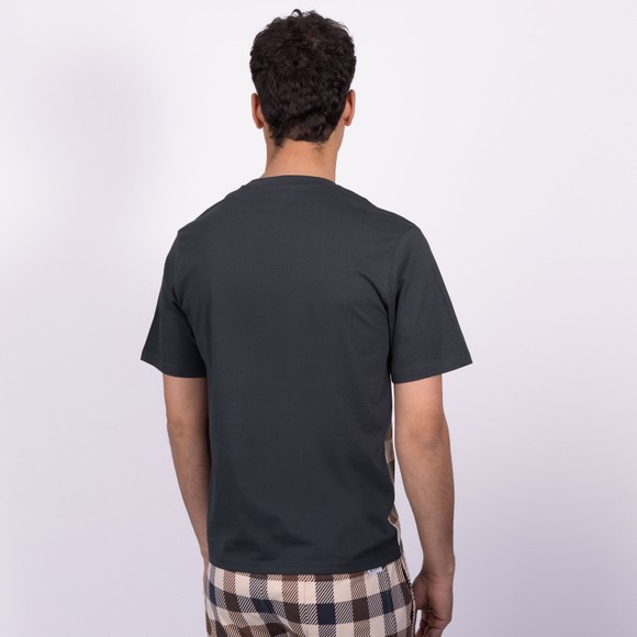 Aquascutum Mens Blue Iconic Macro Check Big Pocket T-Shirt main image