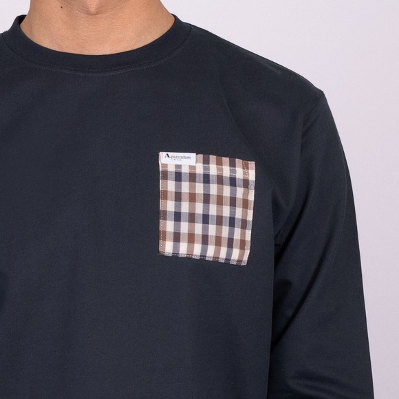 Aquascutum Mens Blue Iconic Check Pocket Crewneck Sweat main image