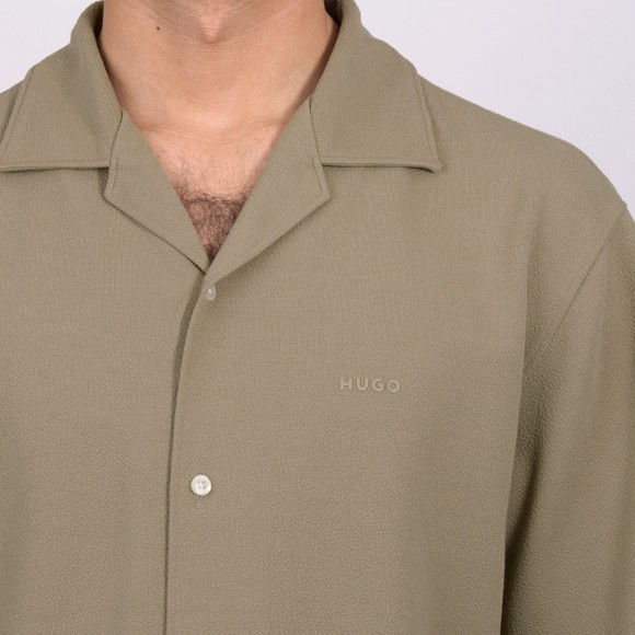 HUGO Mens Green Espino Textured Short Sleeve Shirt main image