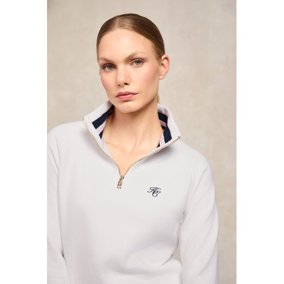 Holland Cooper Womens White Burford Quarter Zip Sweatshirt main image