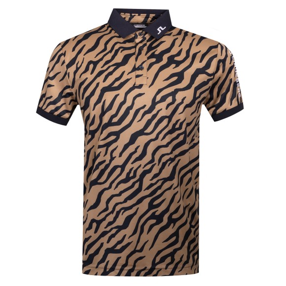 J.Lindeberg Mens Brown Tour Tech Print Polo Shirt main image