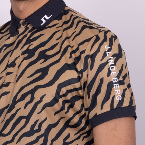 J.Lindeberg Mens Brown Tour Tech Print Polo Shirt main image