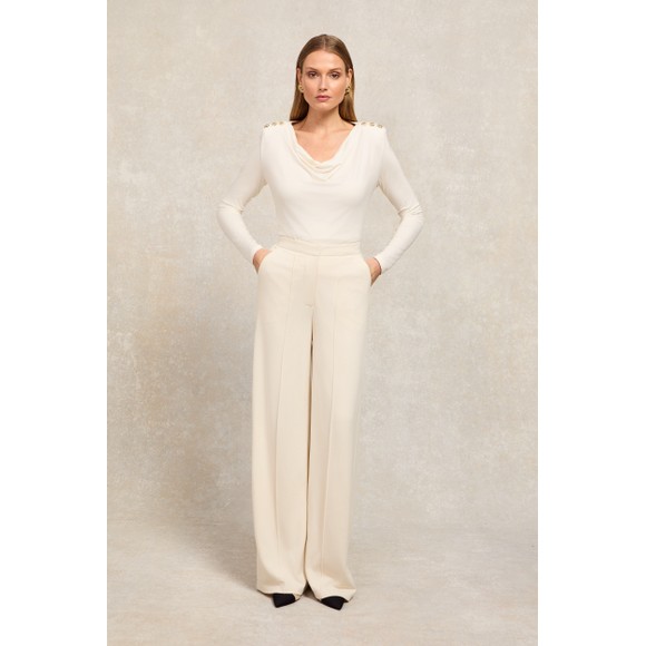 Holland Cooper Womens Beige Wide Leg Pant main image