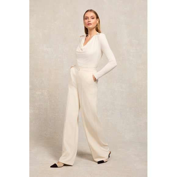 Holland Cooper Womens Beige Wide Leg Pant main image
