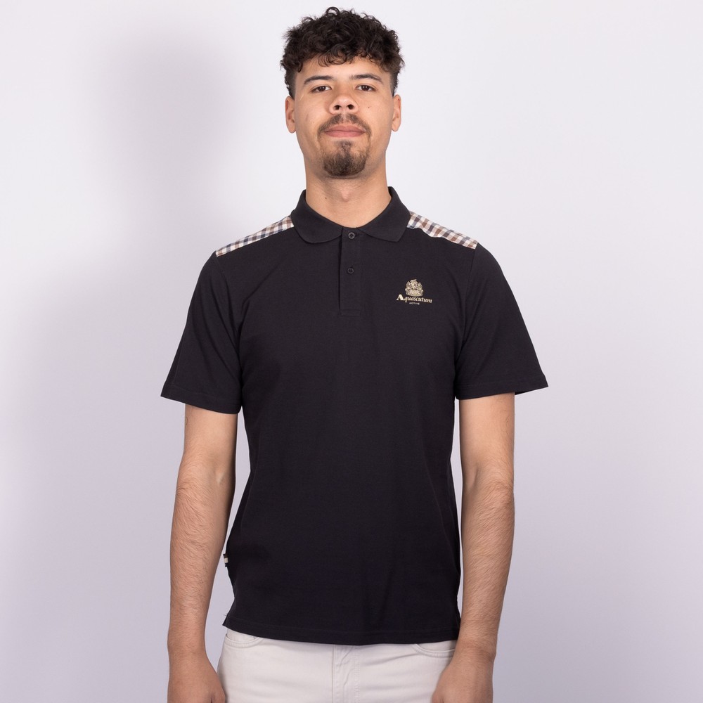 Aquascutum Club Check Detail Polo Shirt | Oxygen Clothing