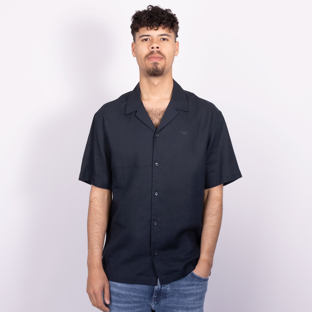 Emporio Armani Camp Collar Linen Shirt | Oxygen Clothing