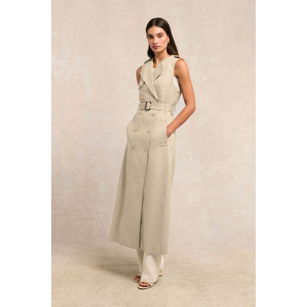 Collarless Trench Gilet