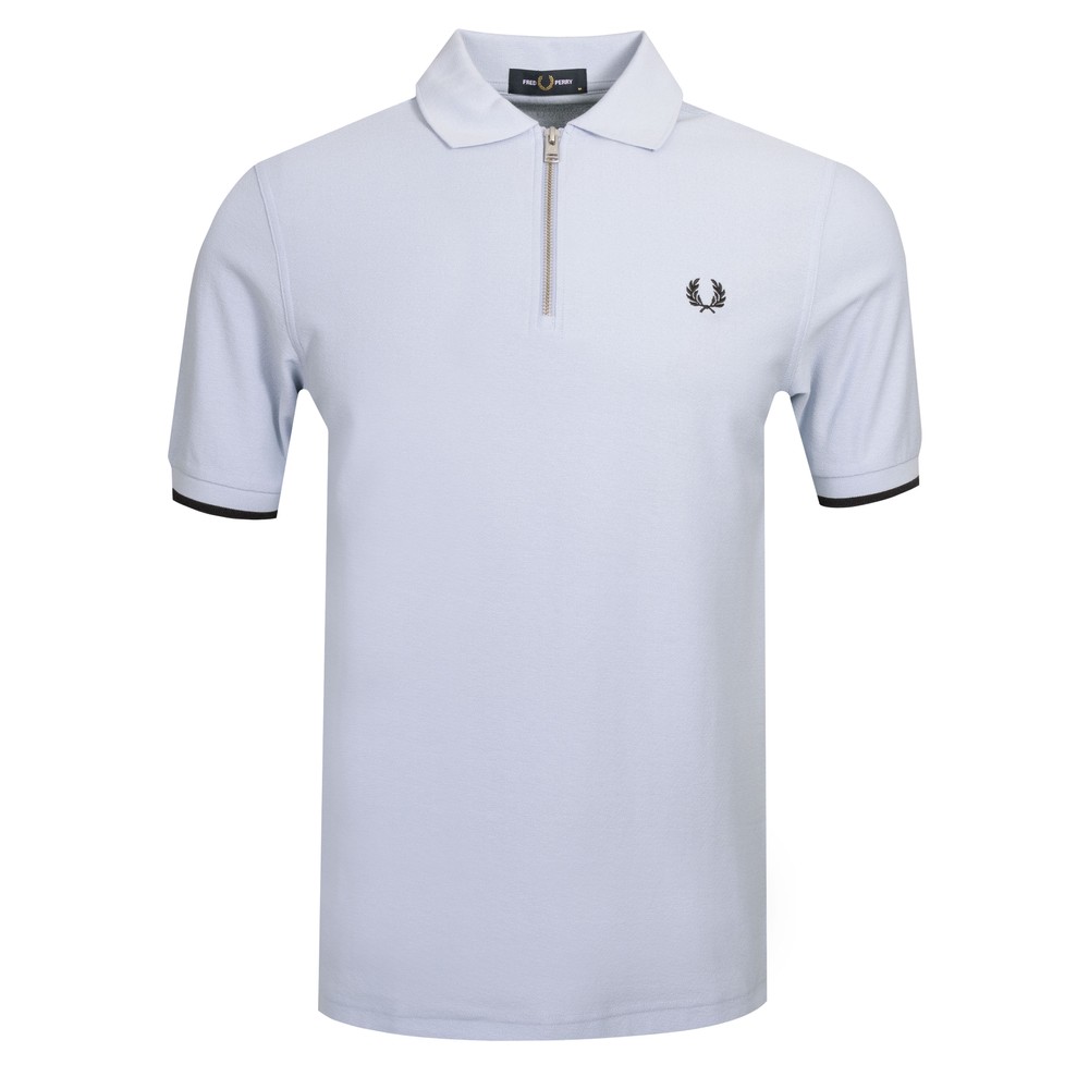 Crepe Pique Zip Neck Polo Shirt