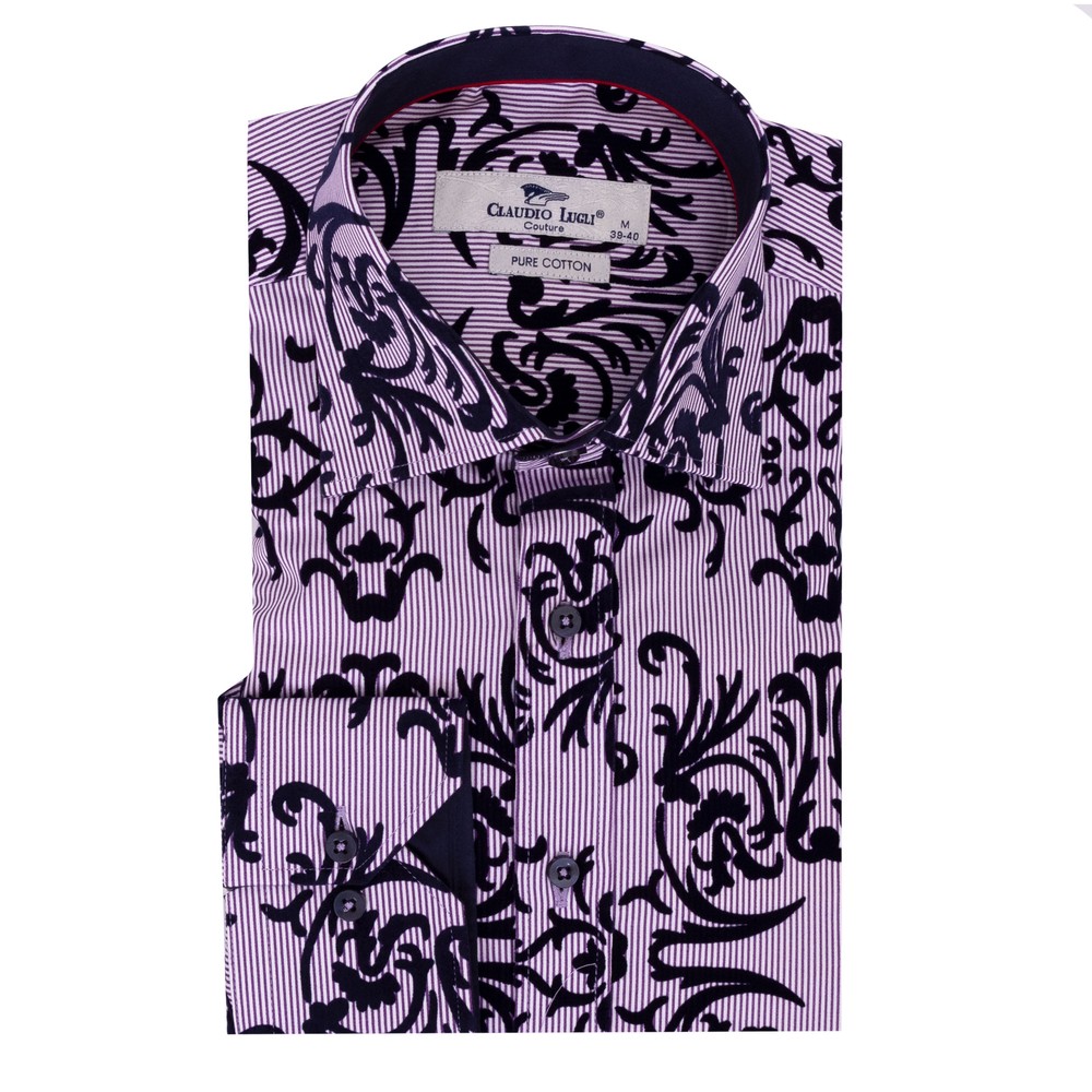 Striped Velour Print Shirt