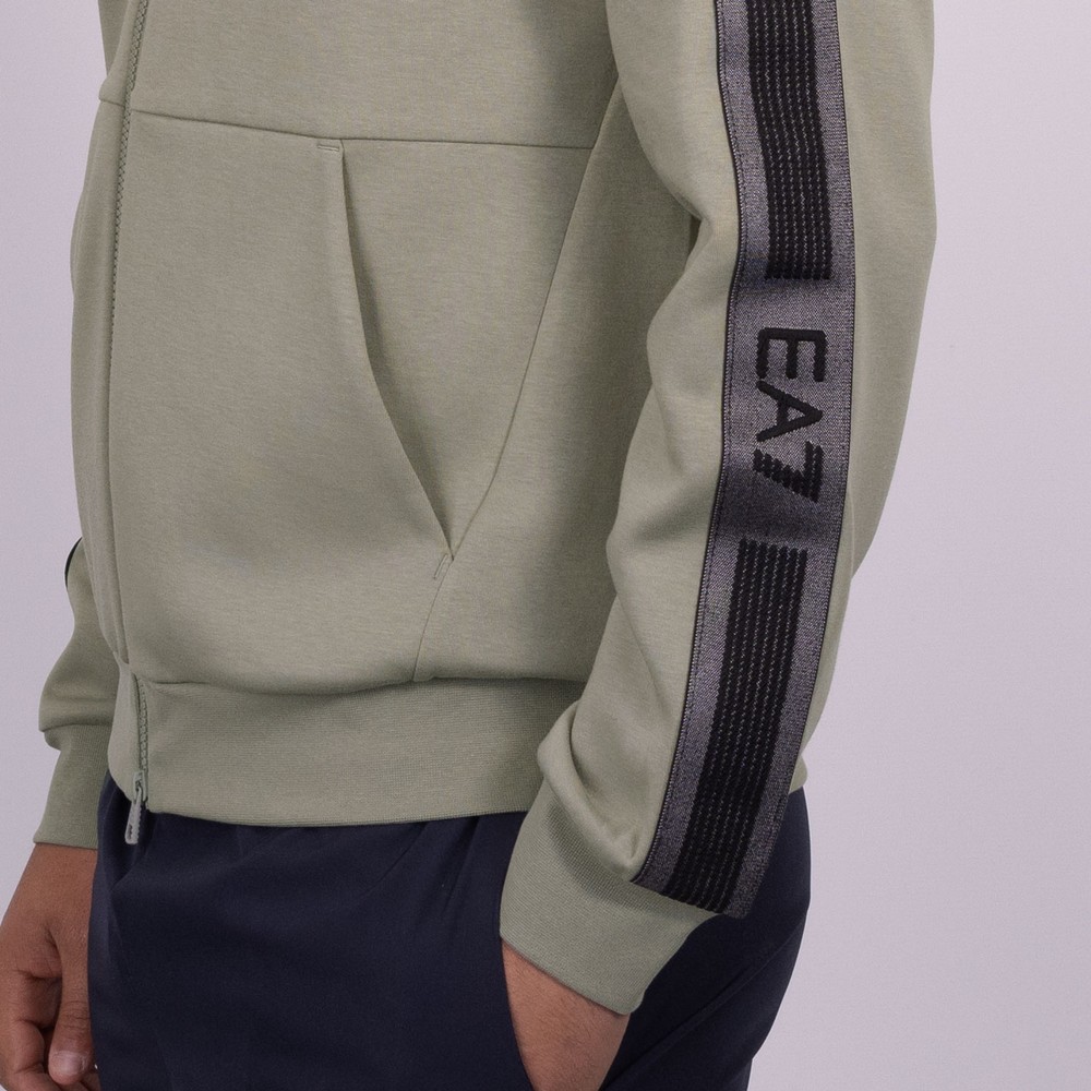 EA7 Emporio Armani Stripe Tape Logo Full Zip Sweatshirt | Masdings