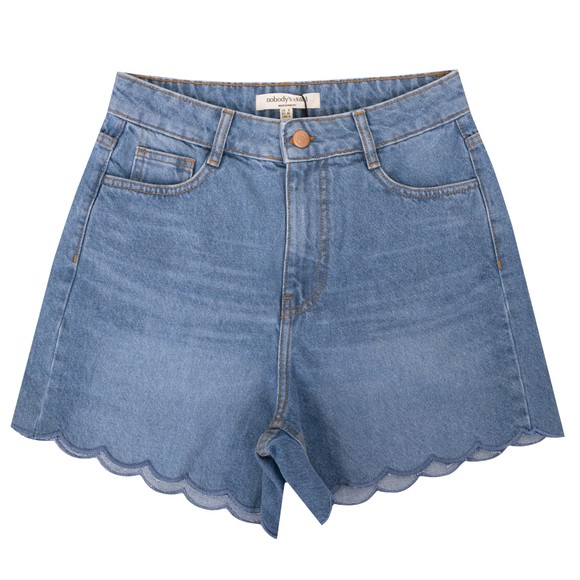 Nobody's Child Womens Blue Denim Scallop Short main image