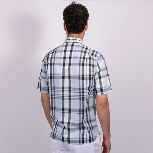 Fred Perry Mens Blue Madras Check Short Sleeve Shirt main image