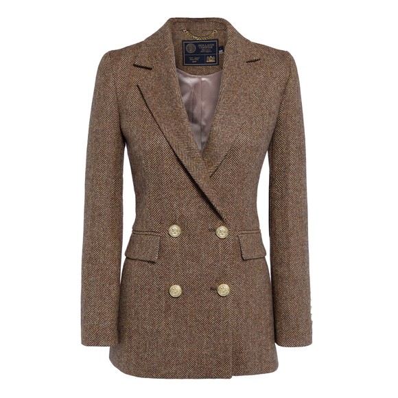 Holland Cooper Womens Brown Double Breasted Blazer #1
