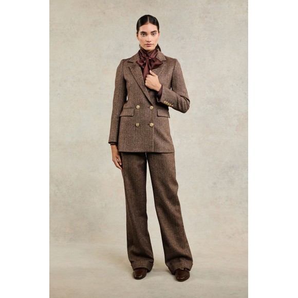 Holland Cooper Womens Brown Double Breasted Blazer #2