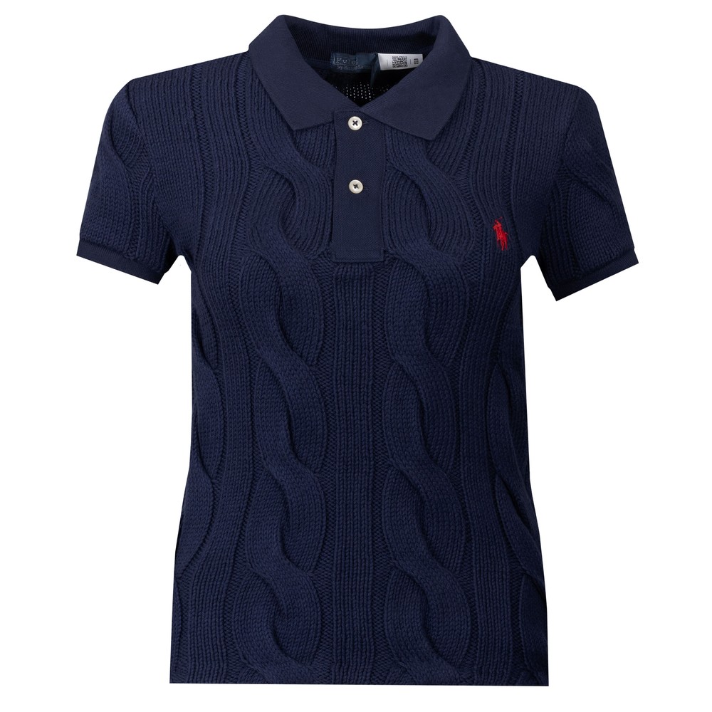 Cable Knit Cotton Polo Shirt