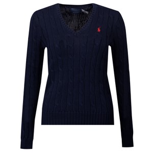Cotton Cable V-Neck Jumper
