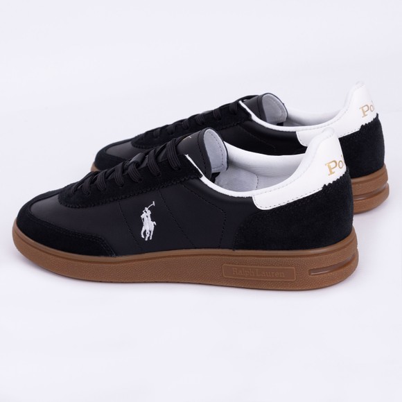 Polo Ralph Lauren Mens Black Bedford Leather-Suede Trainer main image