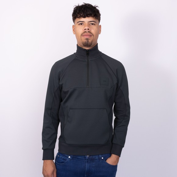 BOSS Mens Blue Athleisure Half Zip Sweat Rib main image