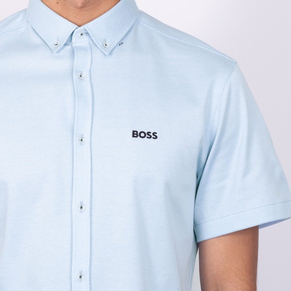 BOSS Mens Blue Athleisure B Motion Embroidered Logo Short Sleeve Shirt main image