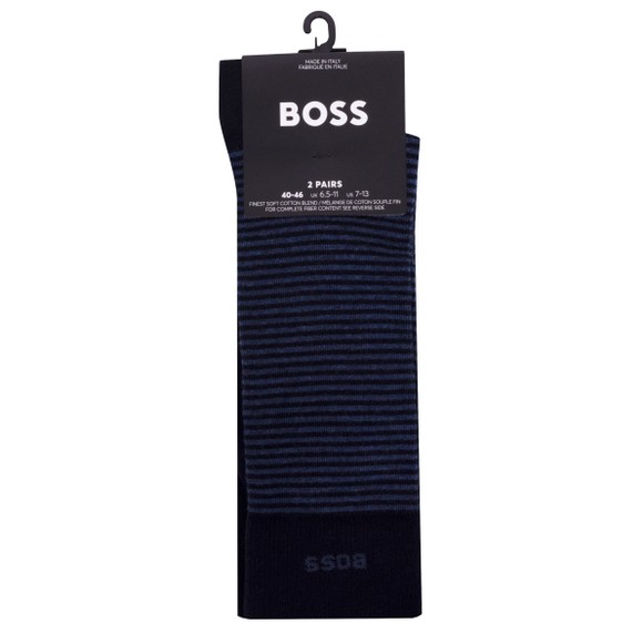 BOSS Mens Blue 2 Pack RS Stripe Socks main image