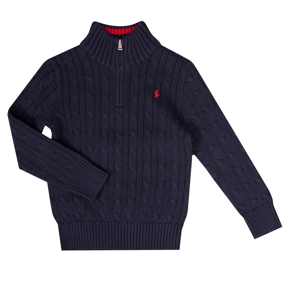Boys Cotton Cable Knit Quarter Zip Jumper