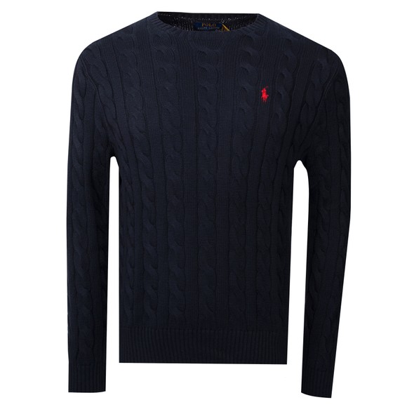 Polo Ralph Lauren Mens Blue Cable Knit Jumper main image