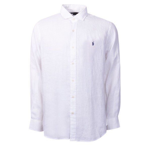 Polo Ralph Lauren Mens White Custom Fit Linen Shirt main image
