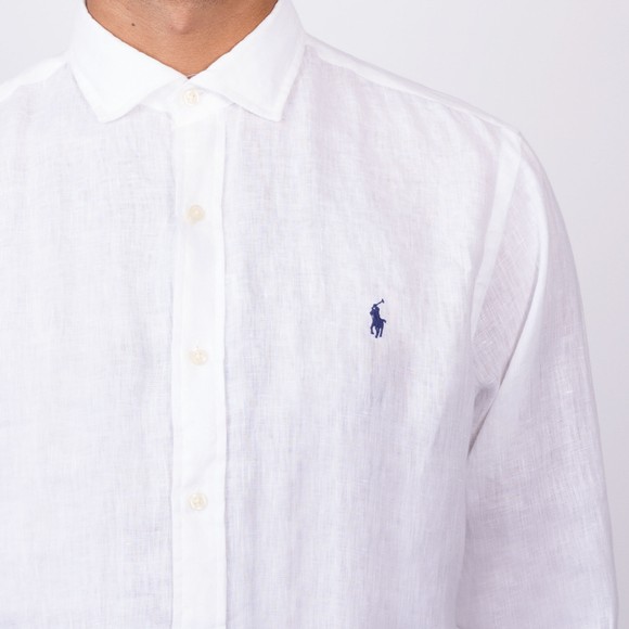 Polo Ralph Lauren Mens White Custom Fit Linen Shirt main image