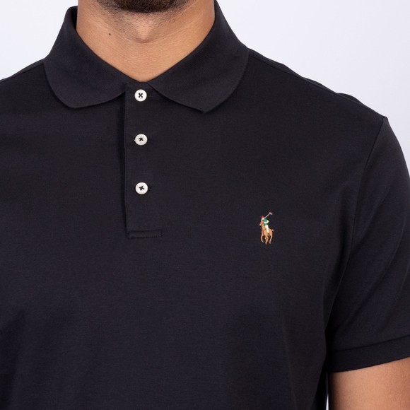 Polo Ralph Lauren Mens Black Custom Slim Fit Pima Polo Shirt main image