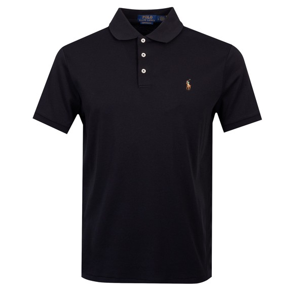 Polo Ralph Lauren Mens Black Custom Slim Fit Pima Polo Shirt main image
